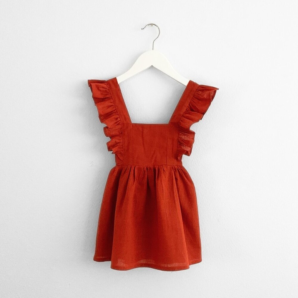 NWT Pretty Girls Linen Dress Bohemian Princess Spring & Summer Terra Cotta 2T